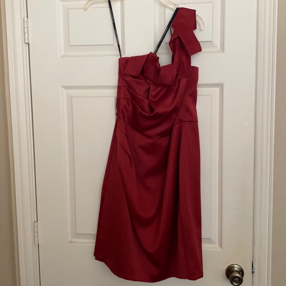 Deep red One Shoulder Cocktail or Evening Dress